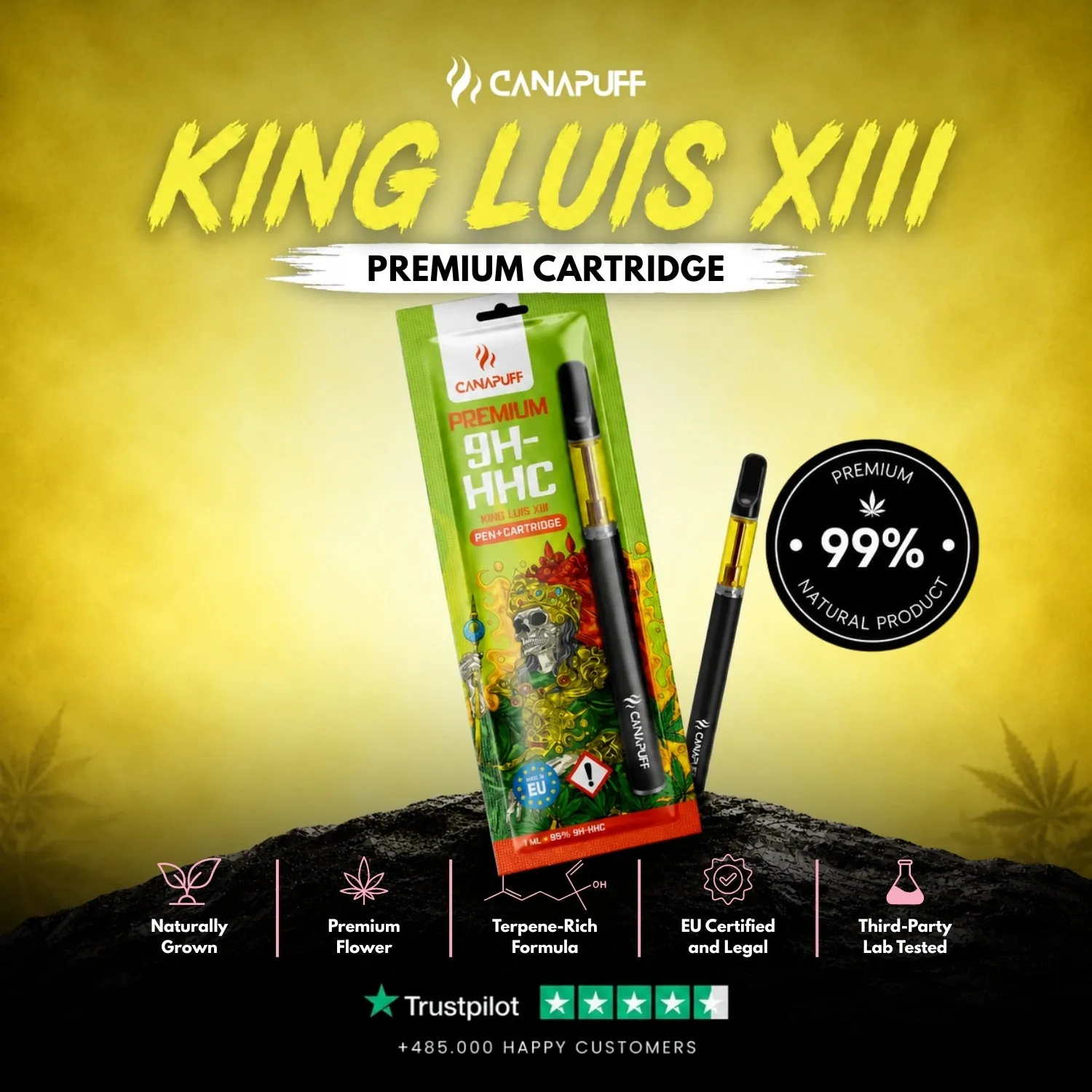 Canapuff King Luis XIII 9H-HHC vape penn 95% klassisk