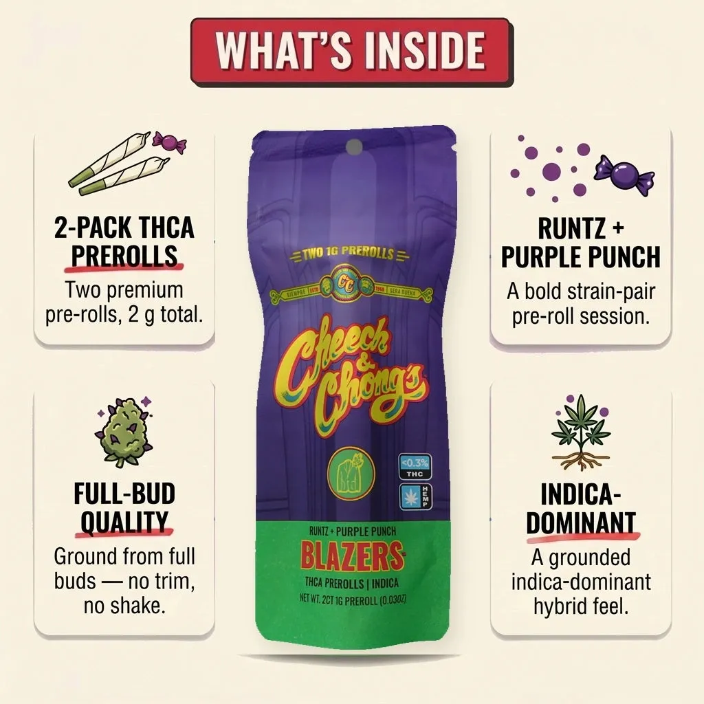 Cheech & Chong Blazers Runtz Purple Punch prerolls 2-pk 2g THCa