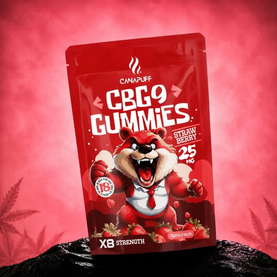 Canapuff CBG9 Gummies Strawberry vingummi jordbær