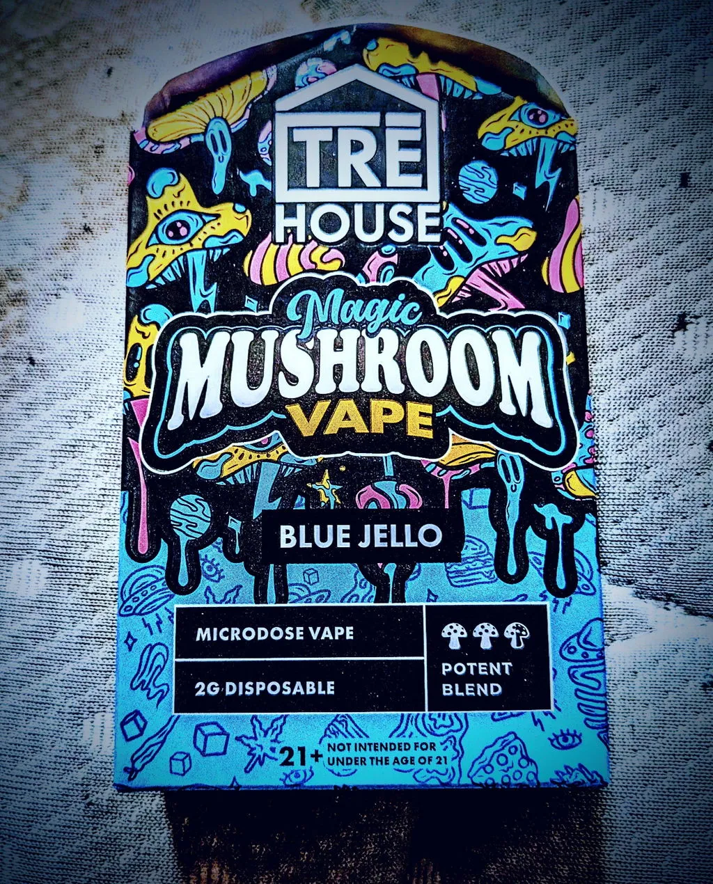 Tre House Microdose Mushroom vape Blue Jello 2g bringebær