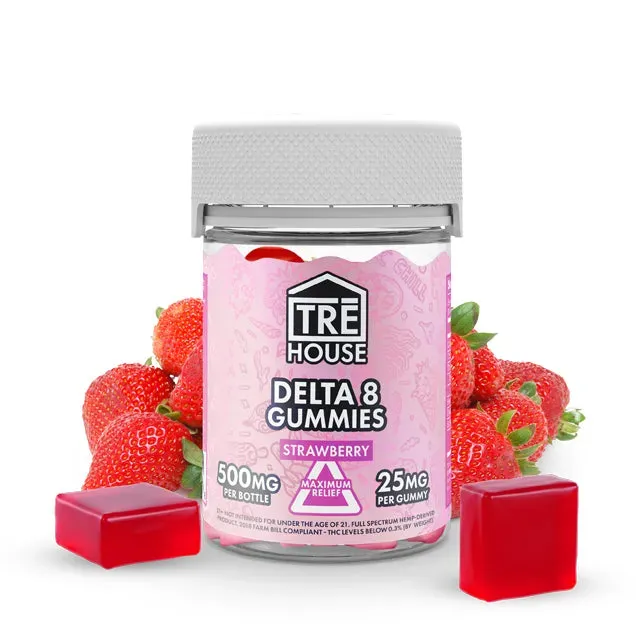 TRE House Strawberry Delta 8 gummies jordbær 500 mg