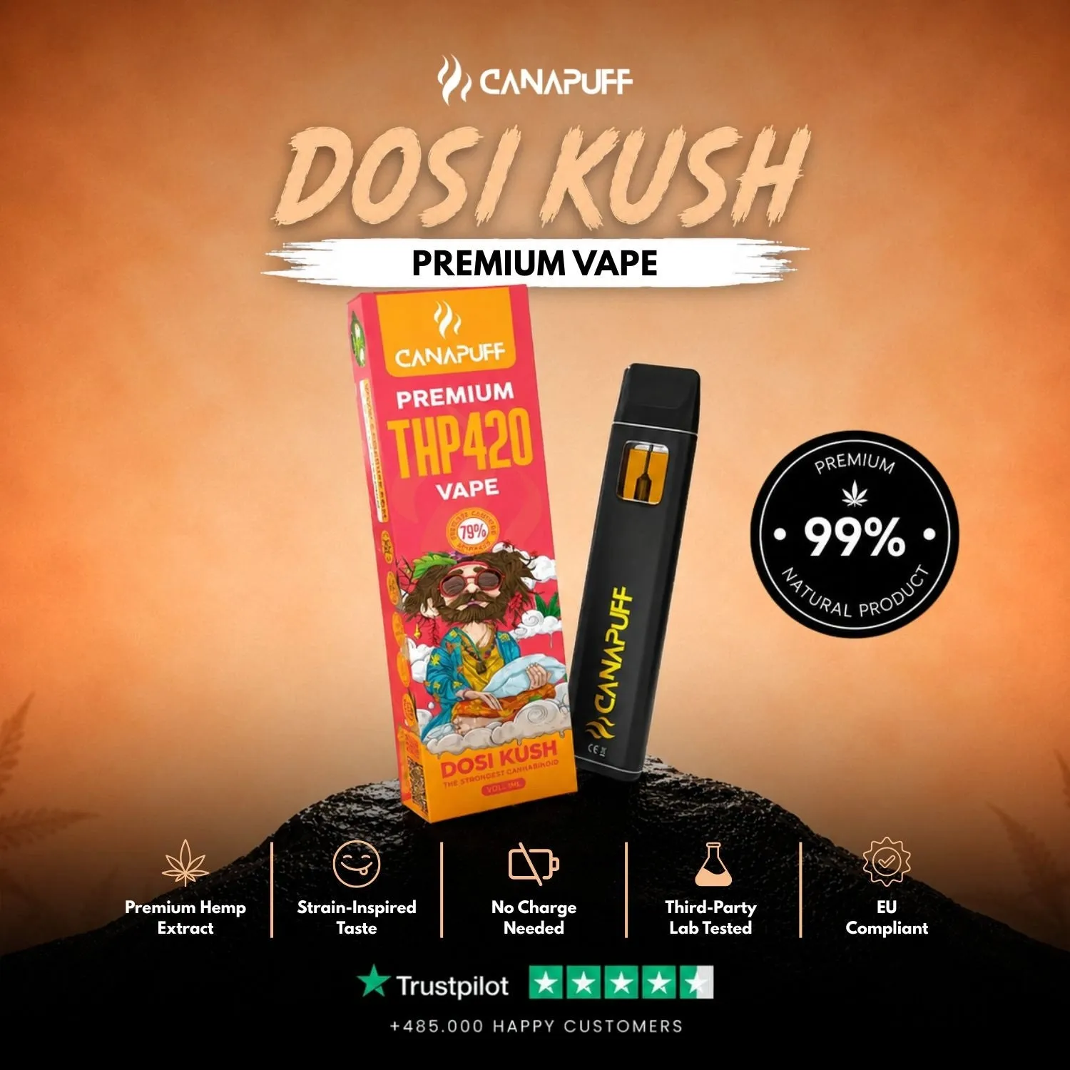 Canapuff THP420 Vape Dosi Kush 79% 1ml sitron