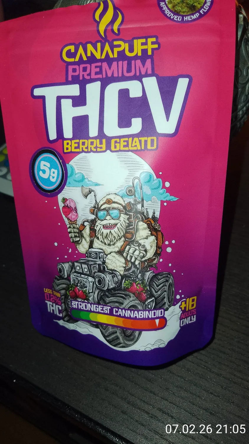 CanaPuff Berry Gelato THCv-blomst 50% 1 gram
