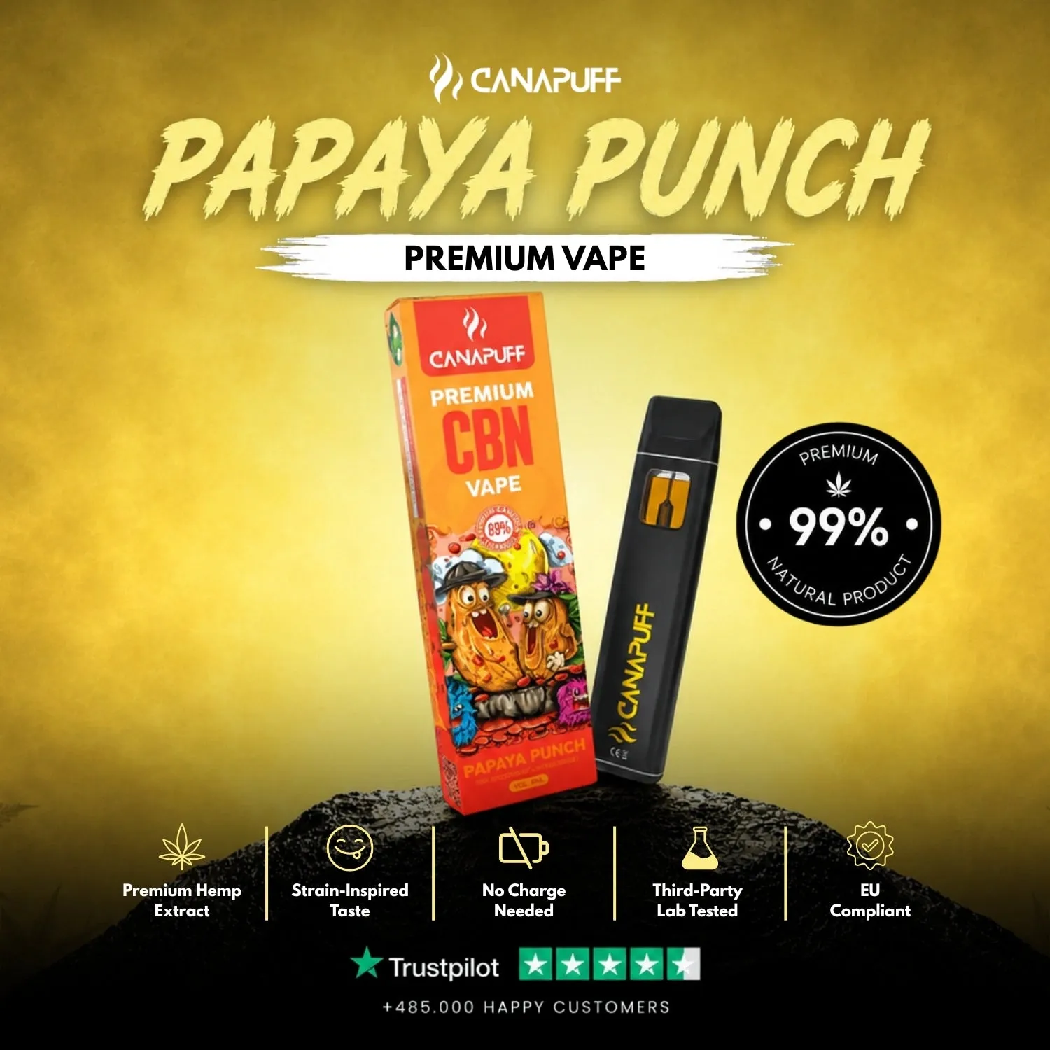 CanaPuff CBN Papaya Punch vape 1 ml 89% tropisk frukt