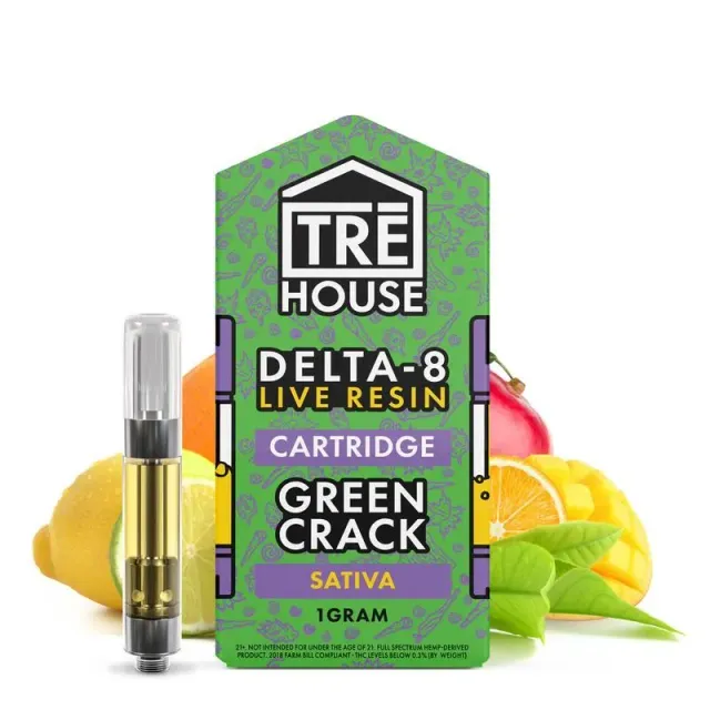 Tre House Live Resin Delta 8 patron Green Crack 1g sativa