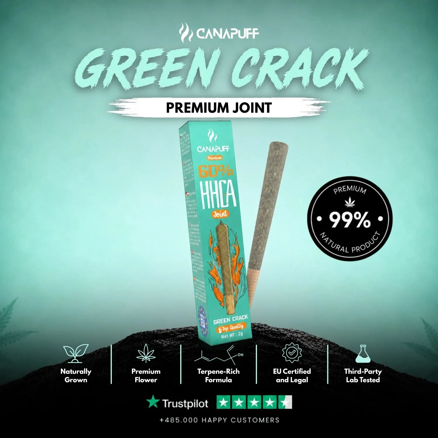 Canapuff HHC-A Green Crack joint 2g 60% frisk
