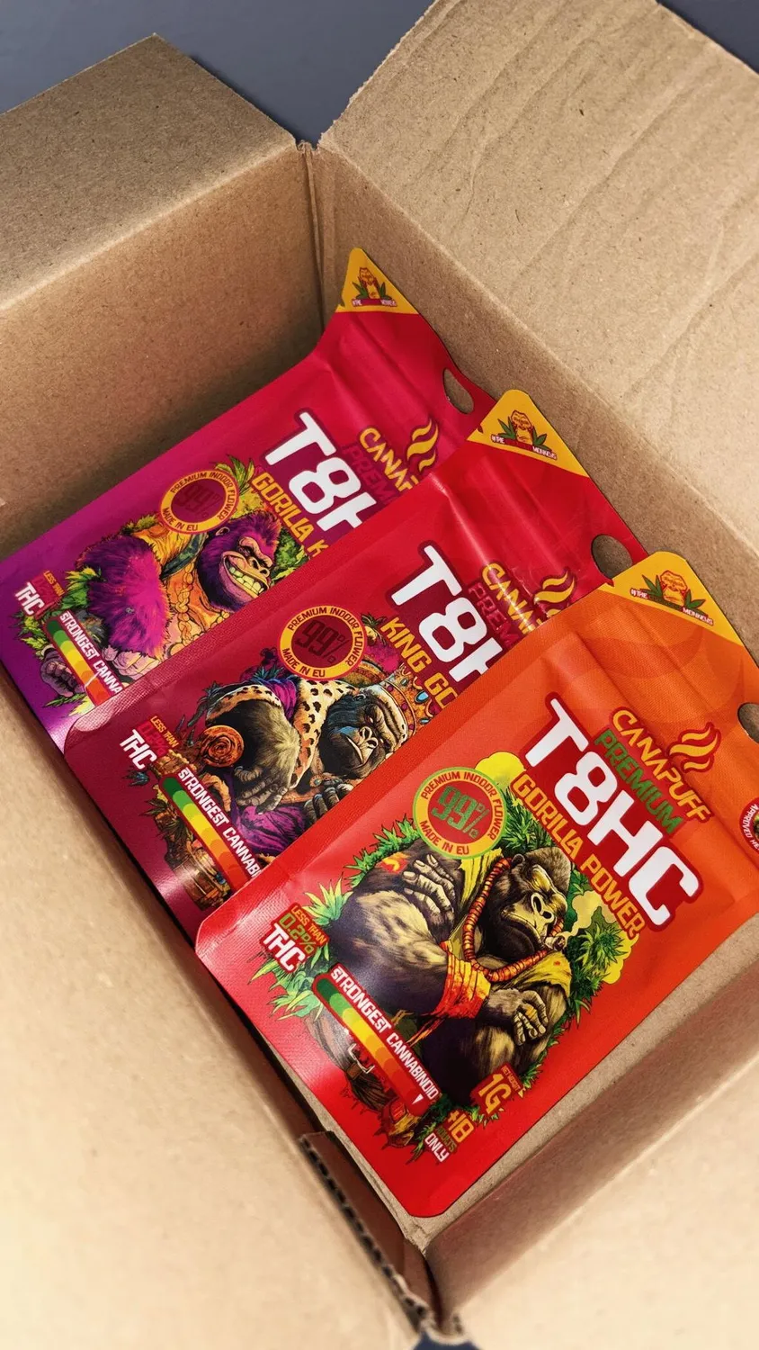 Canapuff Gorilla T8HC-blomst bundle 3x1 g fruktig testpakke