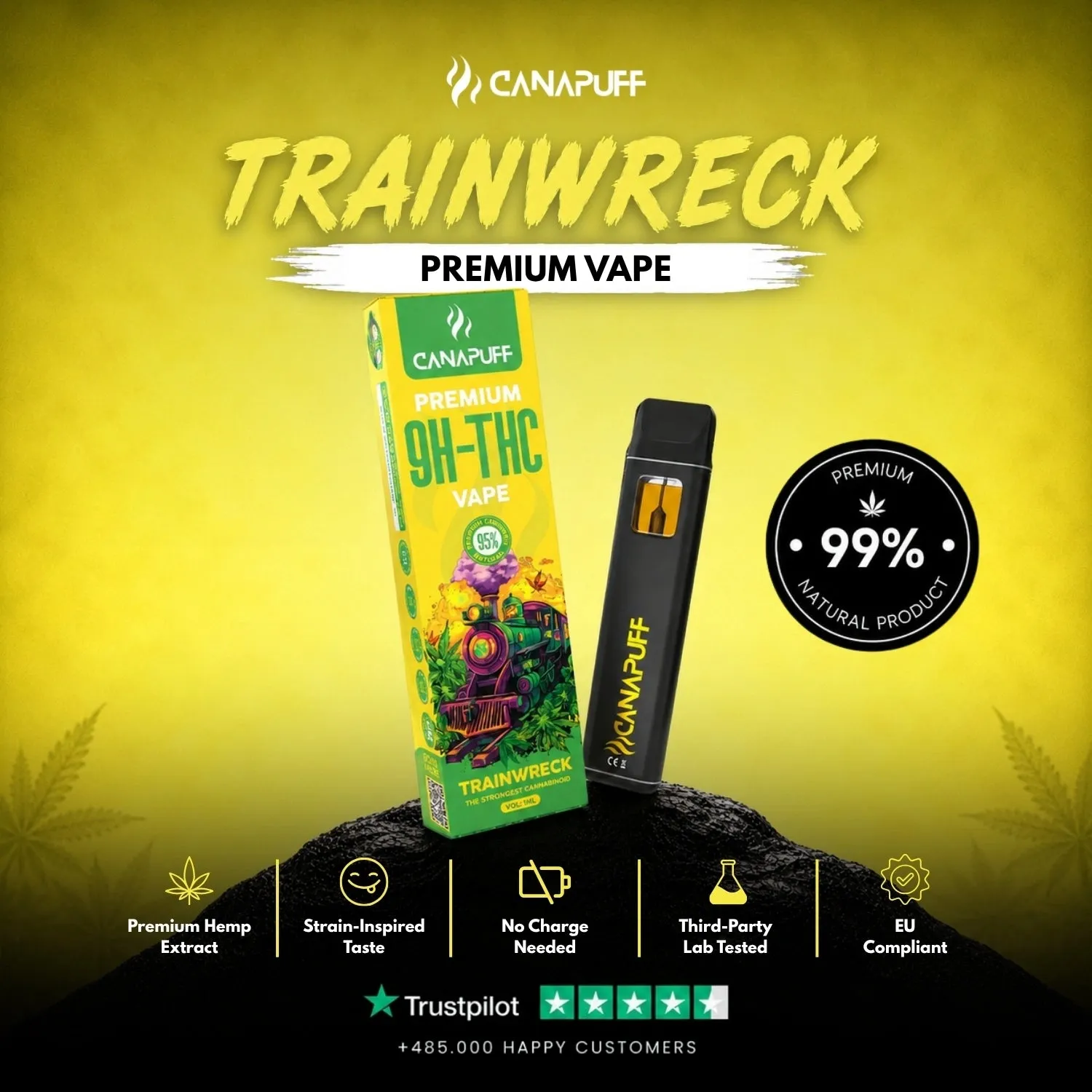 Canapuff 9H-THC Trainwreck 95% vape 1ml sitrus