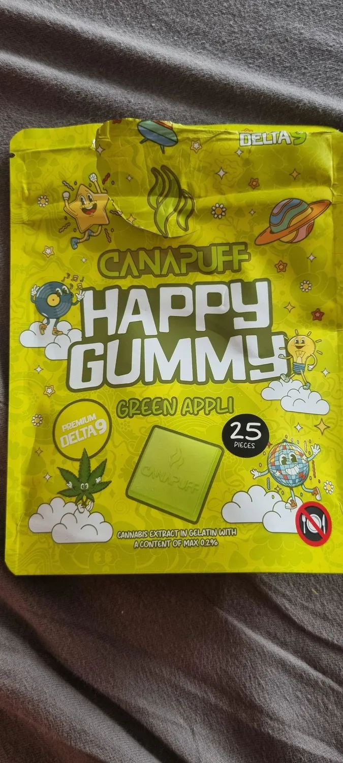 Canapuff Happy Gummy Green Appli vingummi 1 stk eple