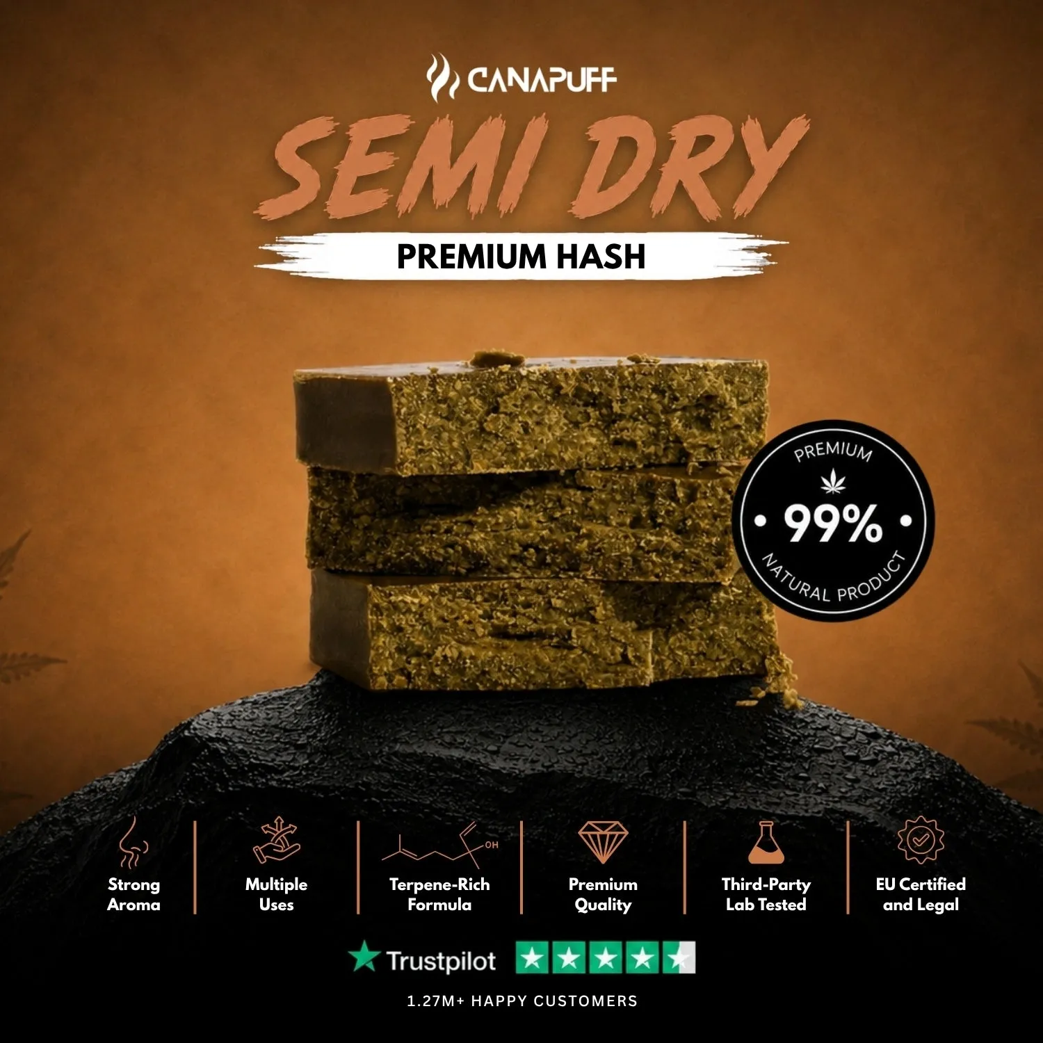 Canapuff Semi Dry hasj 1 g CBD-rik