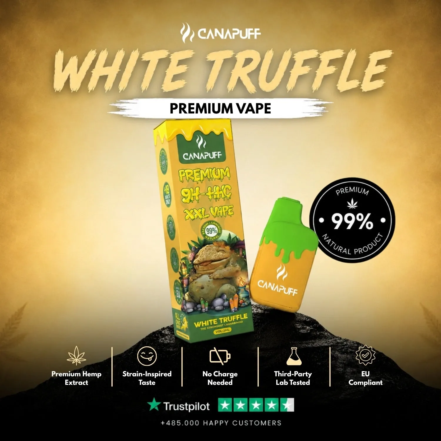 Canapuff White Truffle 9H-HHC-vape 2 ml jordlig