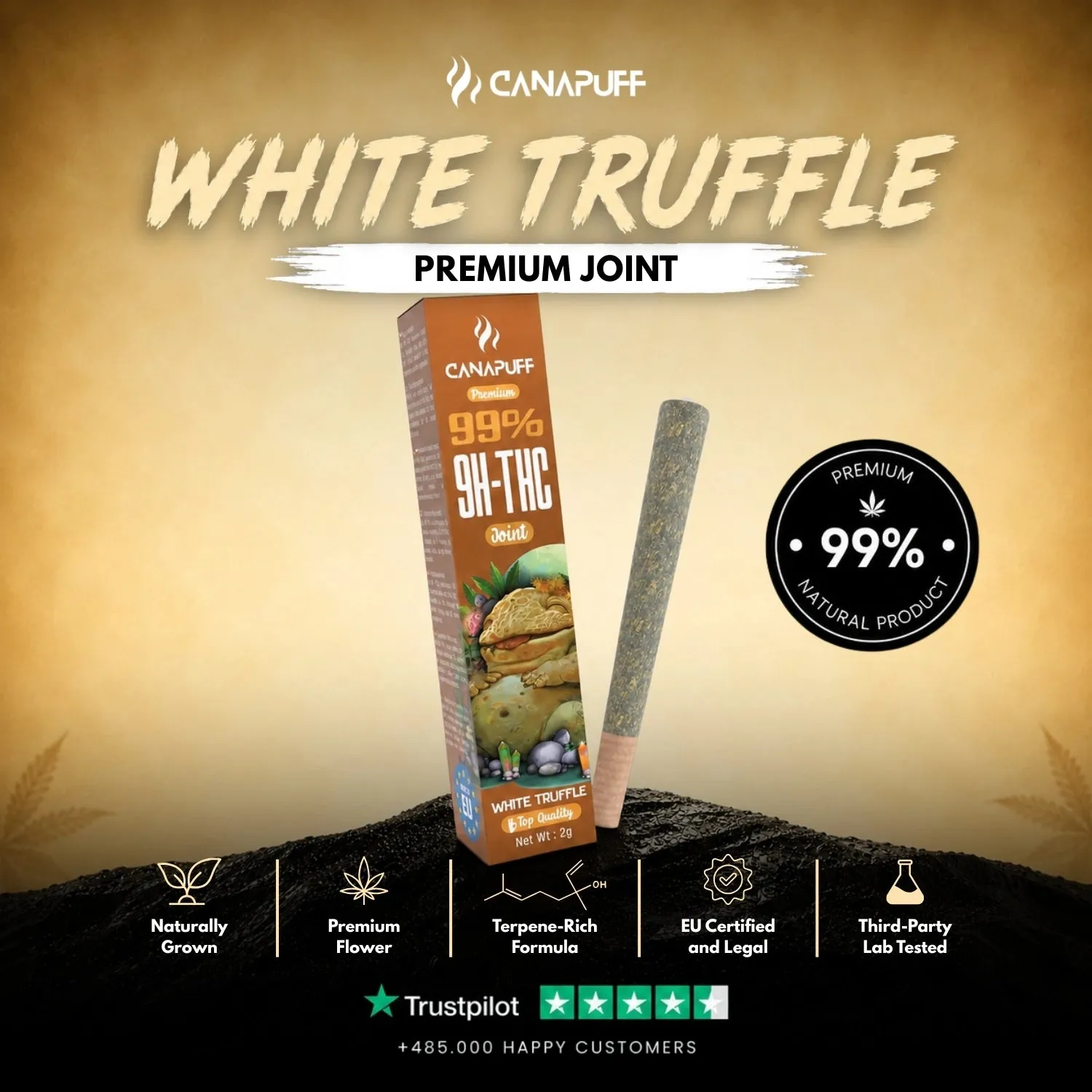 Canapuff White Truffle 9H-THC joint 1 stk 99%