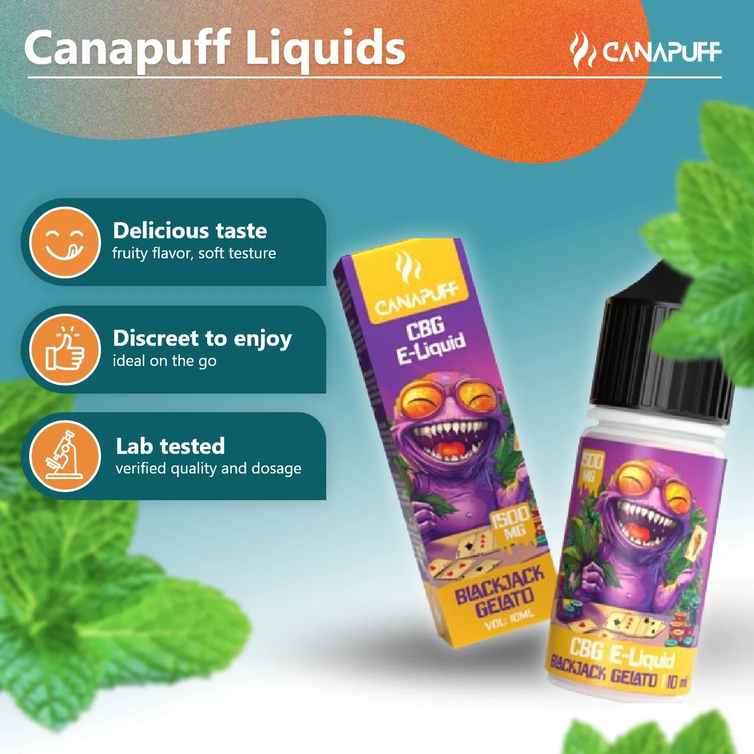 Canapuff CBG Blackjack Gelato e-væske 1500mg bær