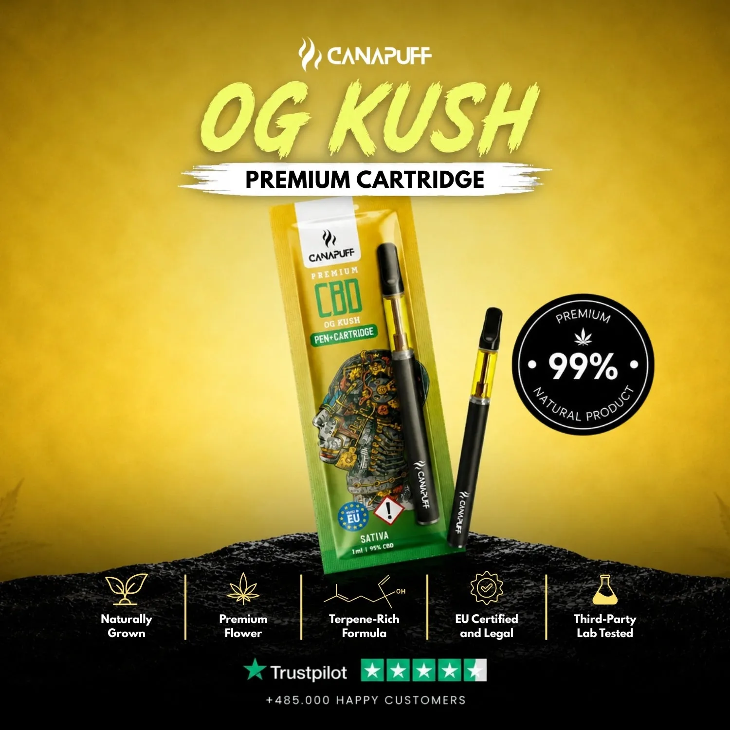 Canapuff CBD OG Kush 95% vape penn sitrus furu