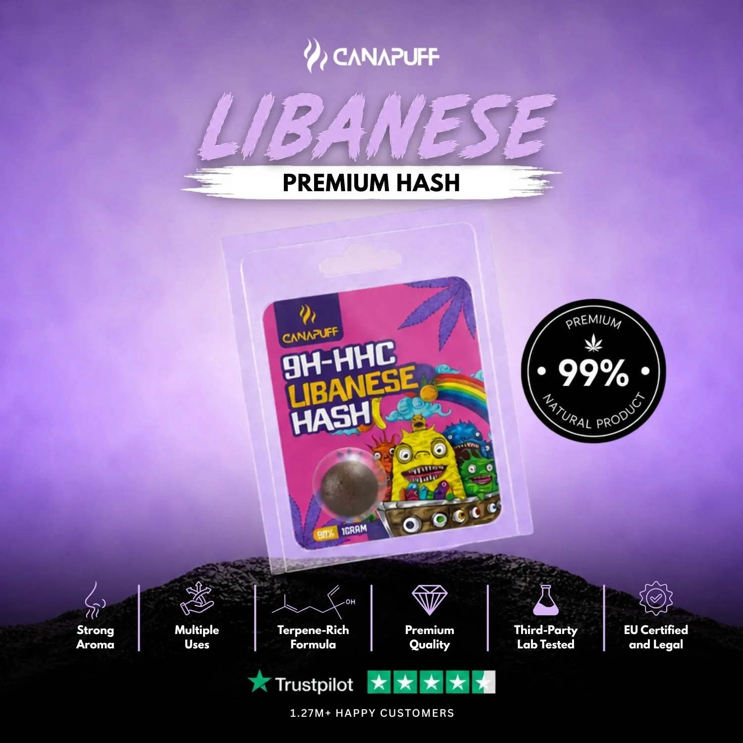 Canapuff 9H-HHC Libanese hash 99% libanesisk