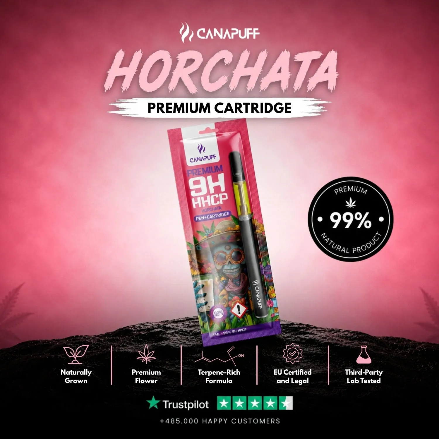 Canapuff 9H-HHCP Horchata vapepenn 1ml 99%