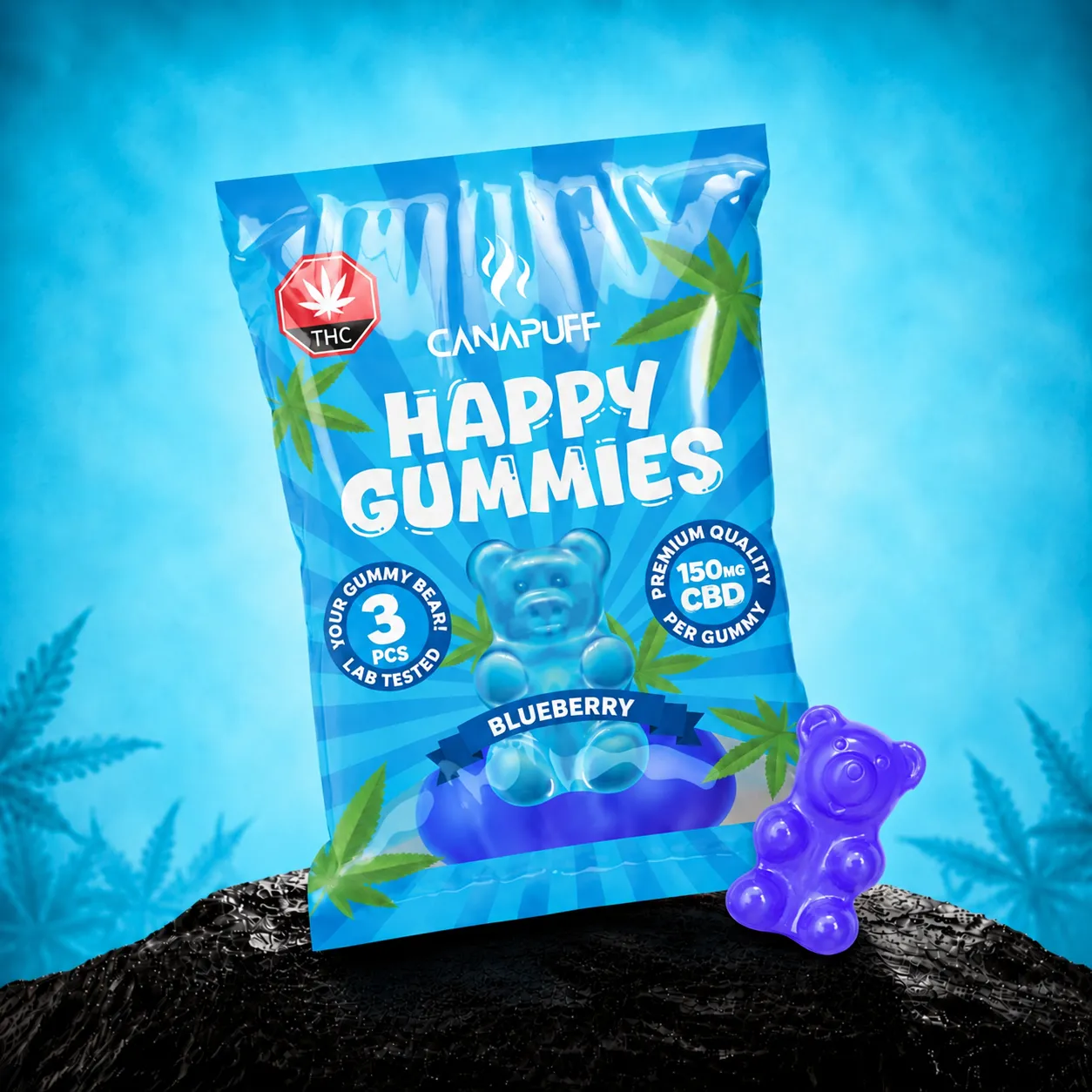 Canapuff CBD Gummies Blueberry vingummi 1 stk søt