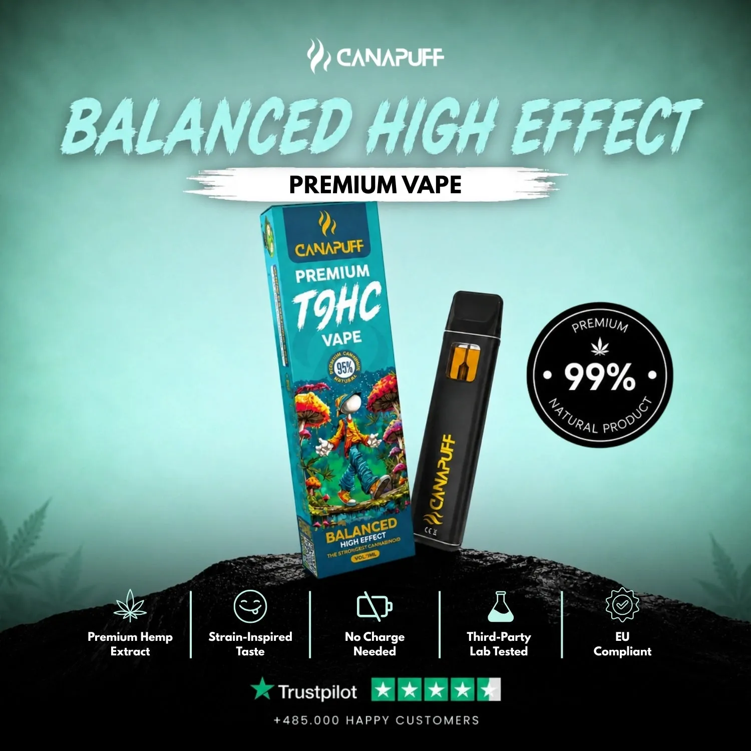 Canapuff Balanced 95% vape 1 ml søt sitrus