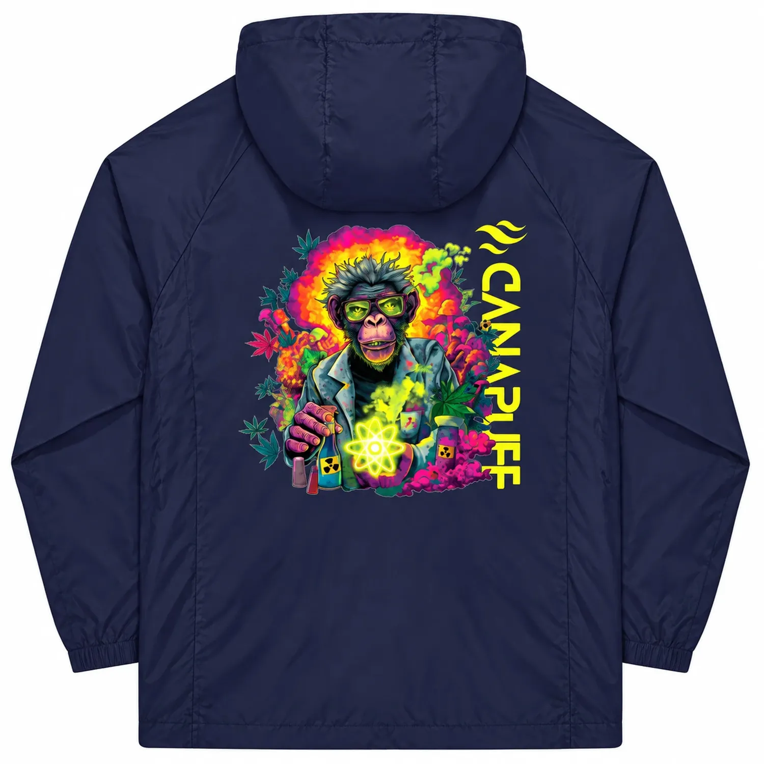 Canapuff Atomic Monkey vindjakke navy resirkulert M