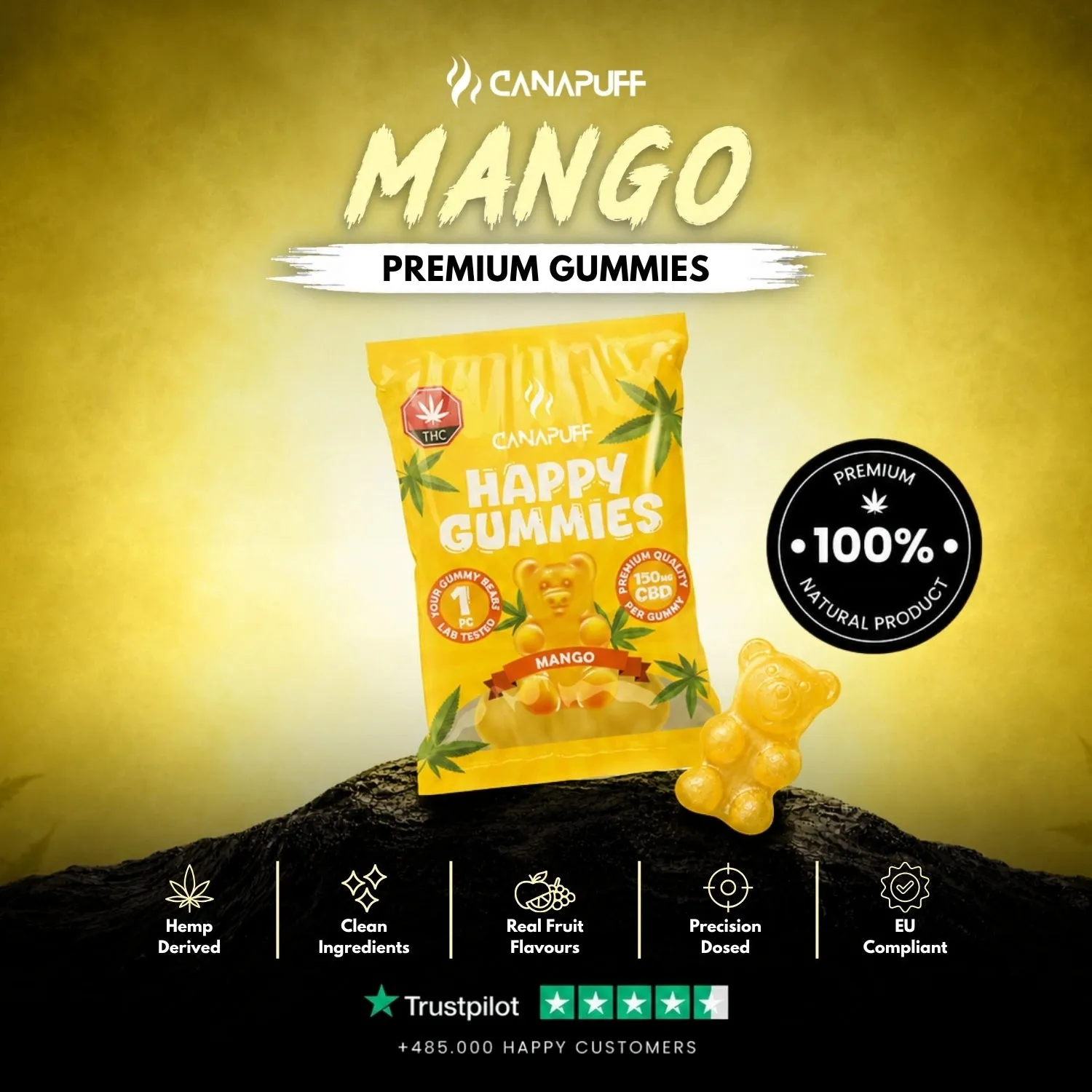 CANAPUFF CBD Gummies Mango vingummi mango 1 stk tropisk