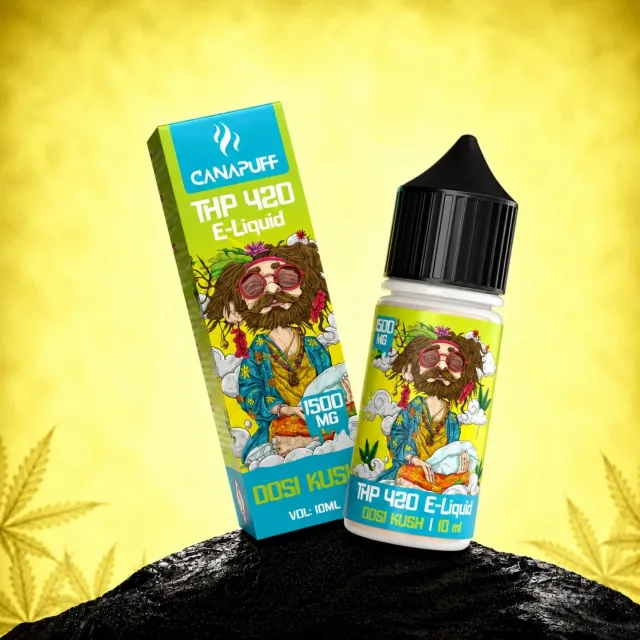 Canapuff THP420 Liquid Dosi Kush vapevæske 1500 mg jordaktig