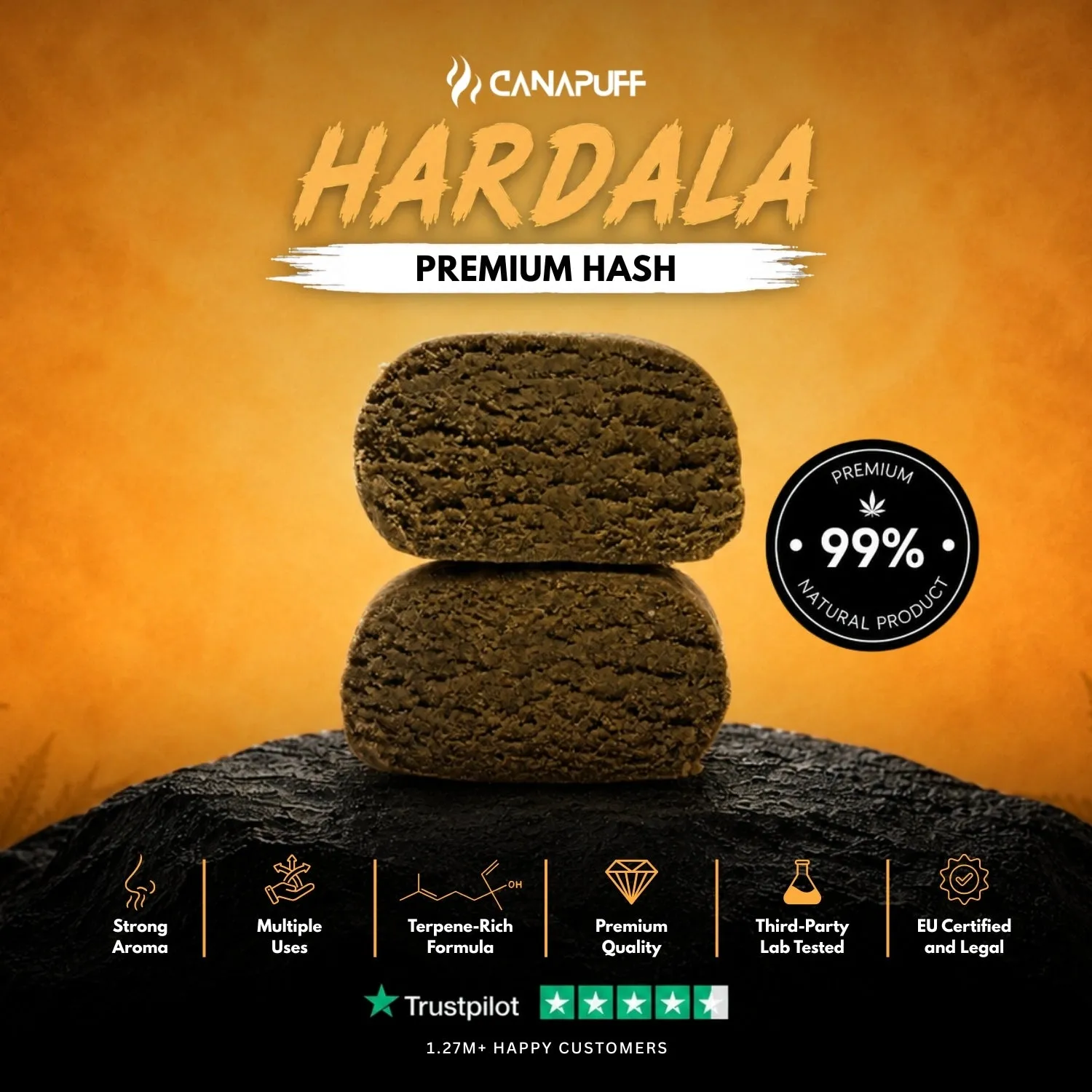 Canapuff Hardala hash 1 g CBD marokkansk