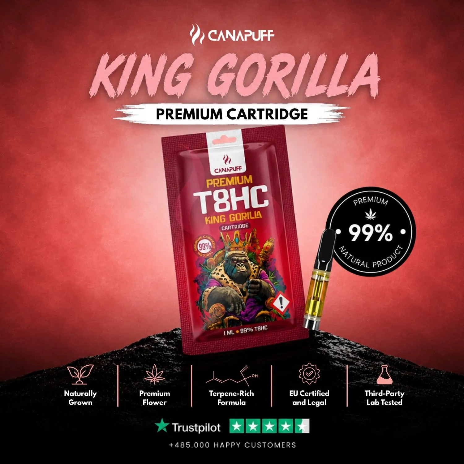 Canapuff T8HC King Gorilla patron 99% mørk frukt