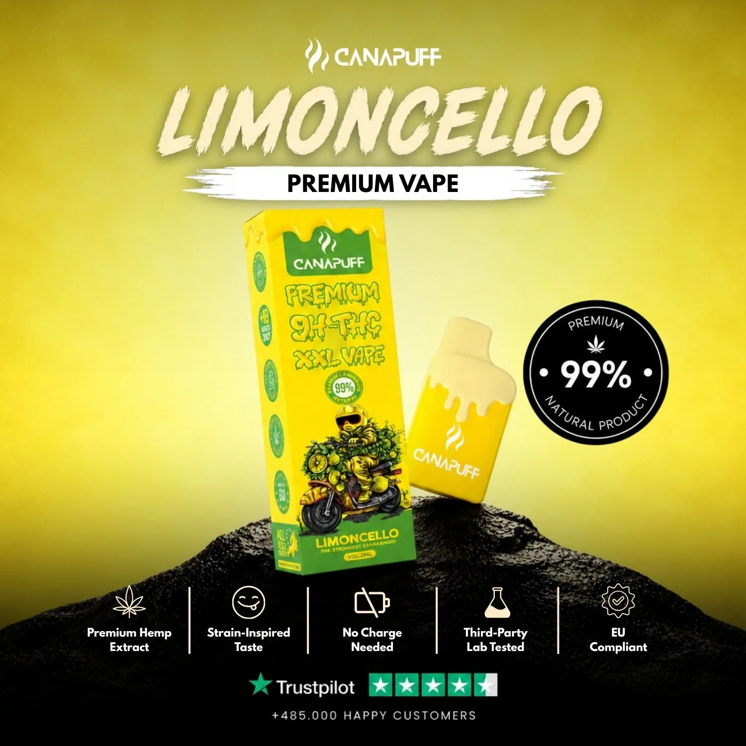 Canapuff 9H-THC Limoncello 99% XXL vape 2 ml sitron
