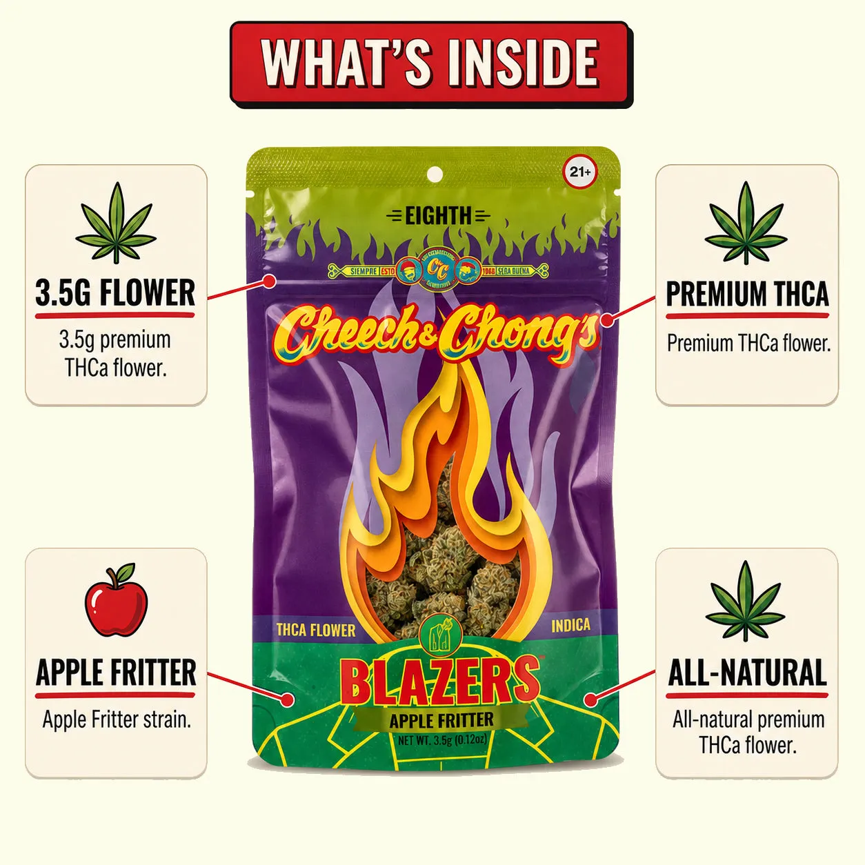 Cheech & Chong Blazers Apple Fritter Premium THCa-blomst 3,5g søt