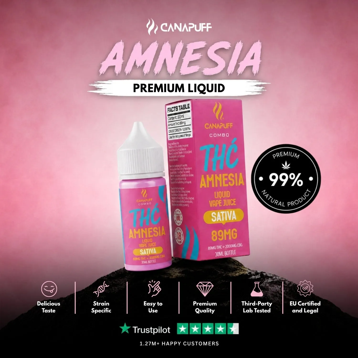 Canapuff Happy Liquid Amnesia vapevæske 30 ml