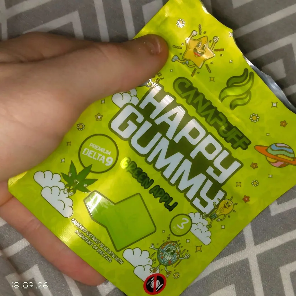 Canapuff Happy Gummy Green Appli vingummi 1 stk eple