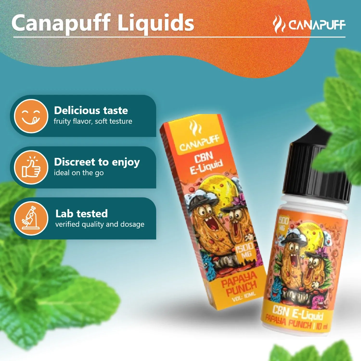 CanaPuff CBN Liquid Papaya Punch e-væske 1500 mg tropisk
