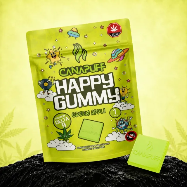 Canapuff Happy Gummy Green Appli vingummi 1 stk eple