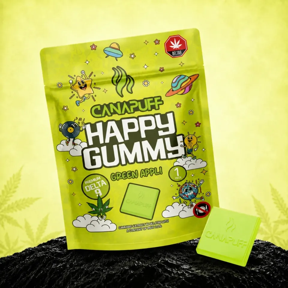 Canapuff Happy Gummy Green Appli vingummi 1 stk eple