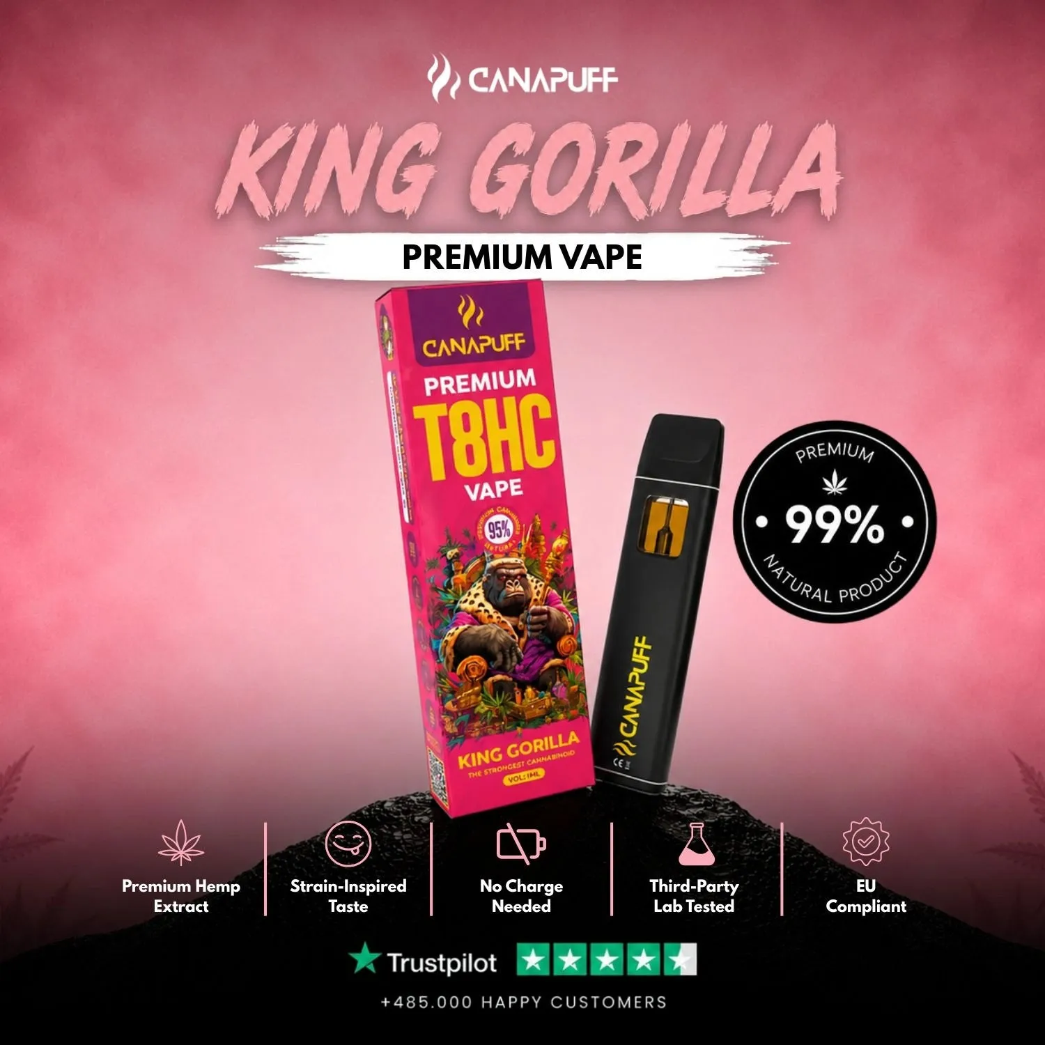 Canapuff T8HC King Gorilla vape 1ml 95%