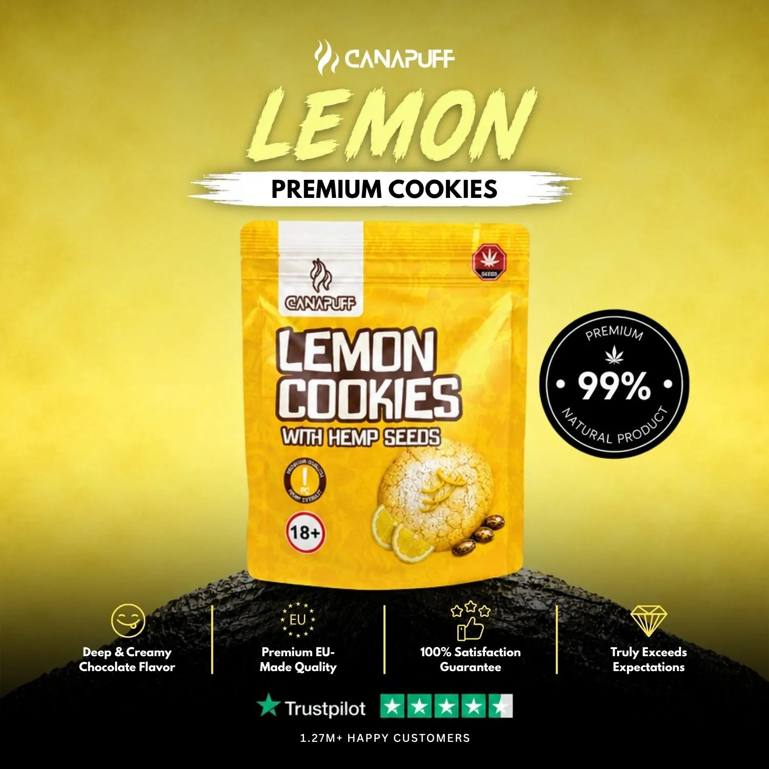 Canapuff Lemon Cookies kjeks hampefrø 1 stk