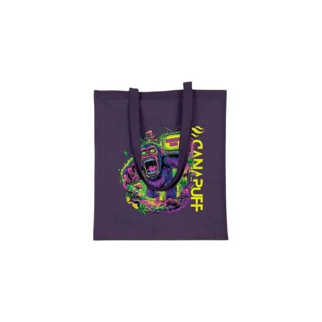 Canapuff Panic Monkey handlenett lilla bomull 13L