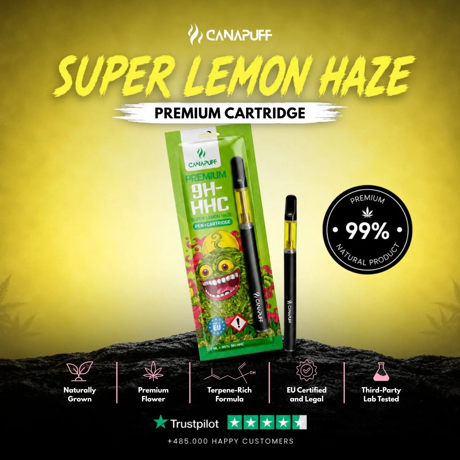 Canapuff 9H-HHC Super Lemon Haze vapepenn 95%