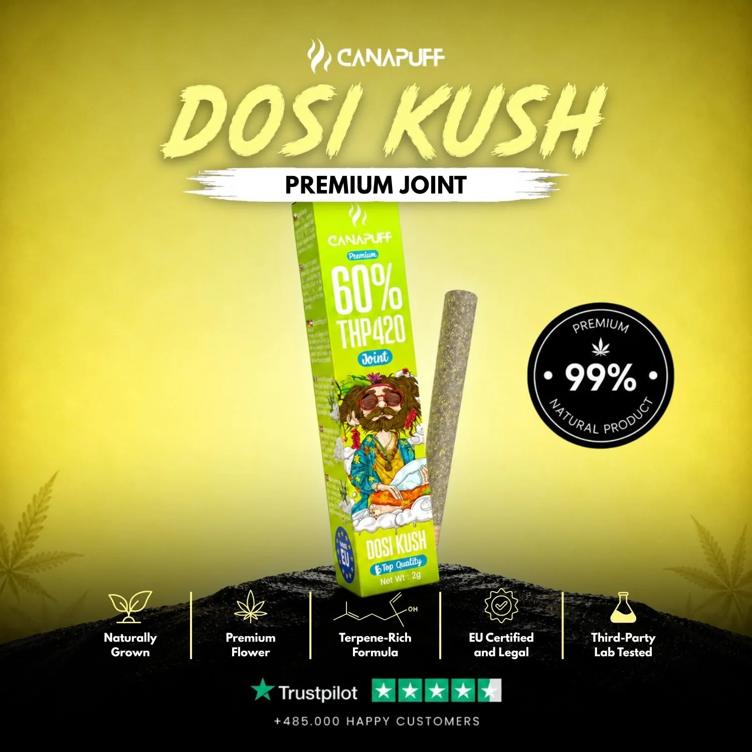 CanaPuff THP420 Dosi Kush joint 2 g 60% sitron diesel