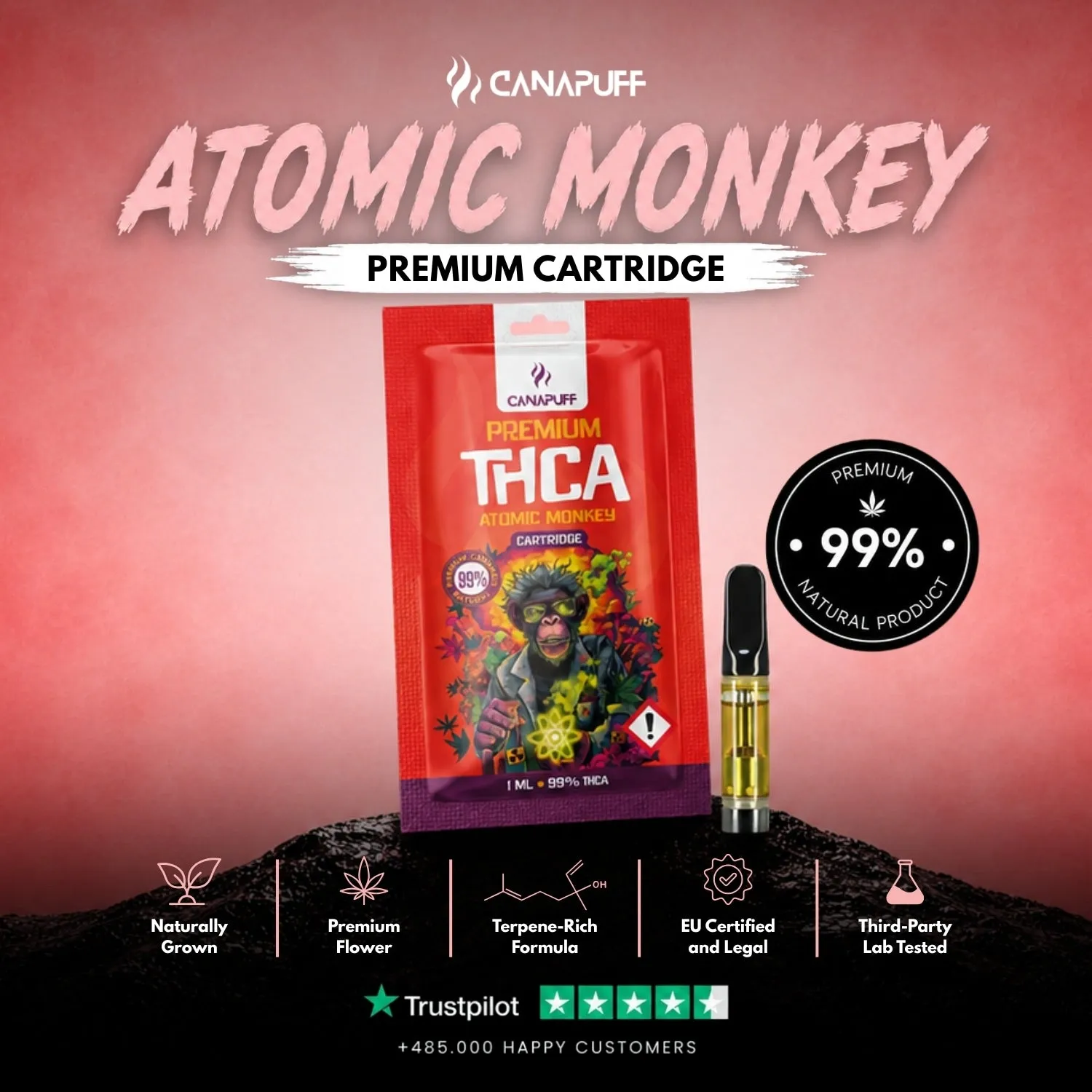 Canapuff THCA Atomic Monkey vapepatron 99%