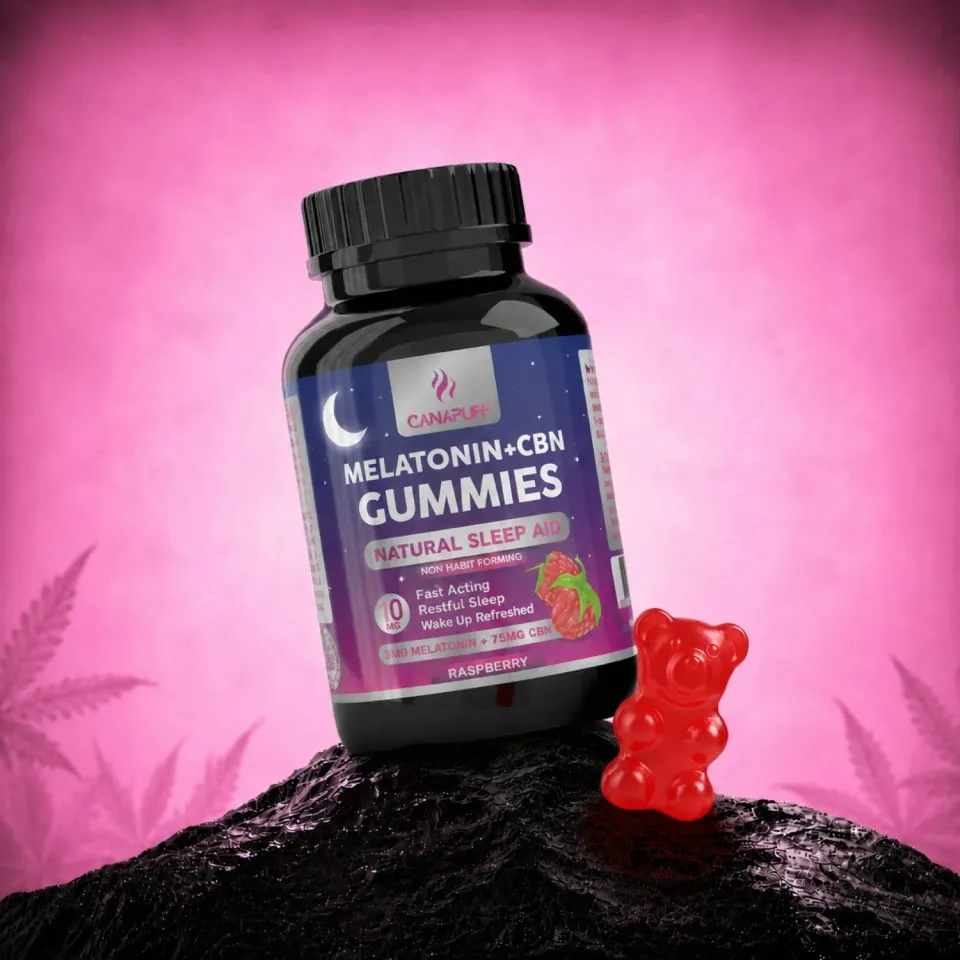 Canapuff Melatonin CBN Gummies Bringebær 10 stk