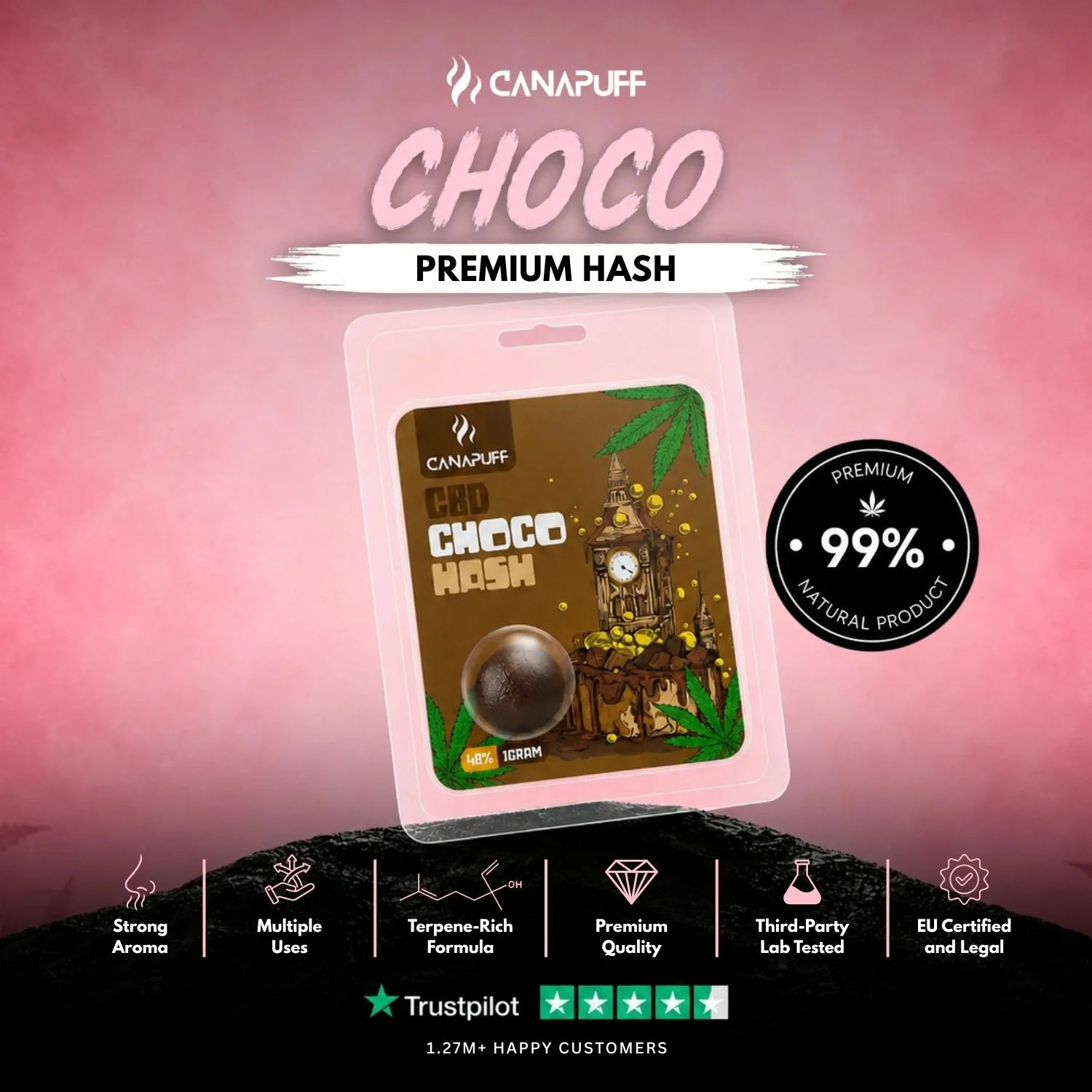 Canapuff Choco CBD-hasj 60% sjokolade