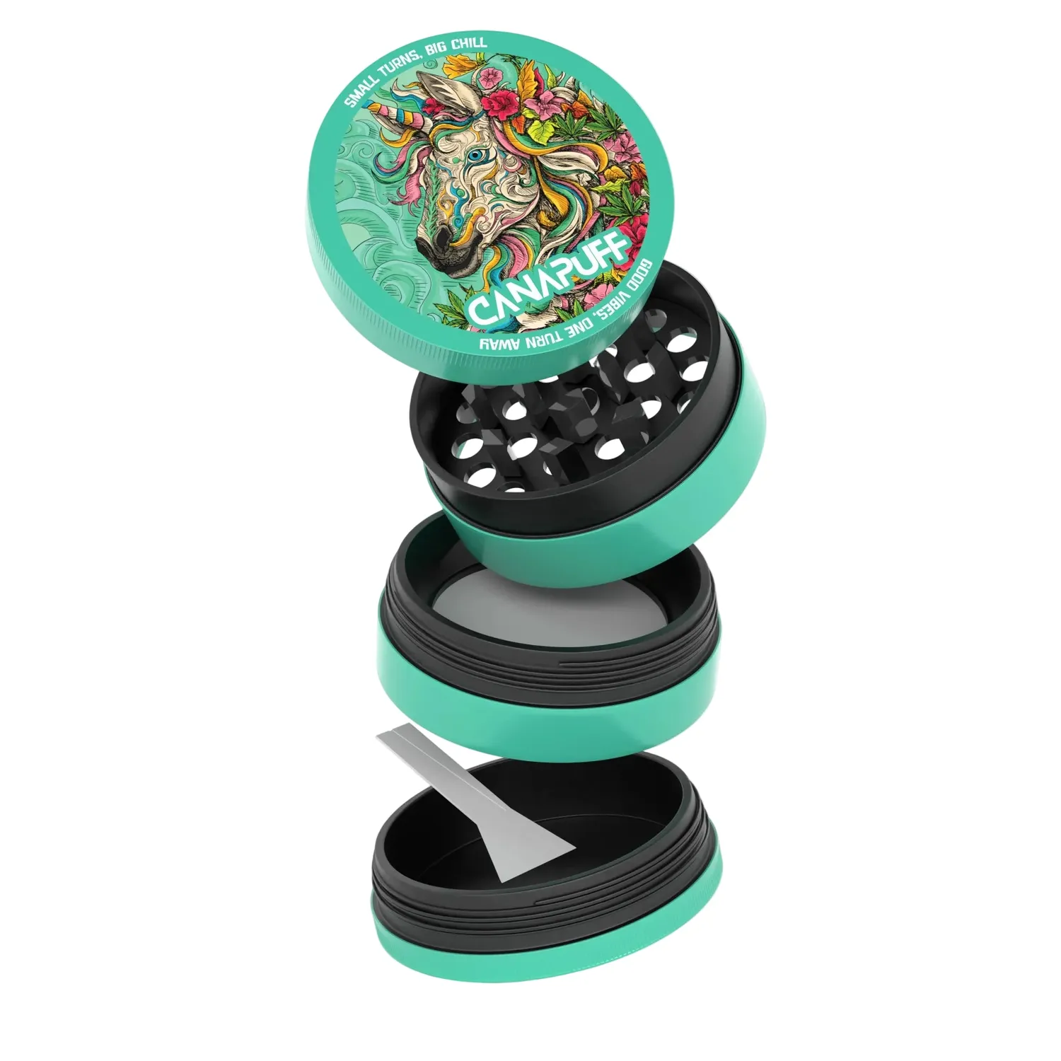 Canapuff Unicorn Piss kvern metall 60 mm 4-delt