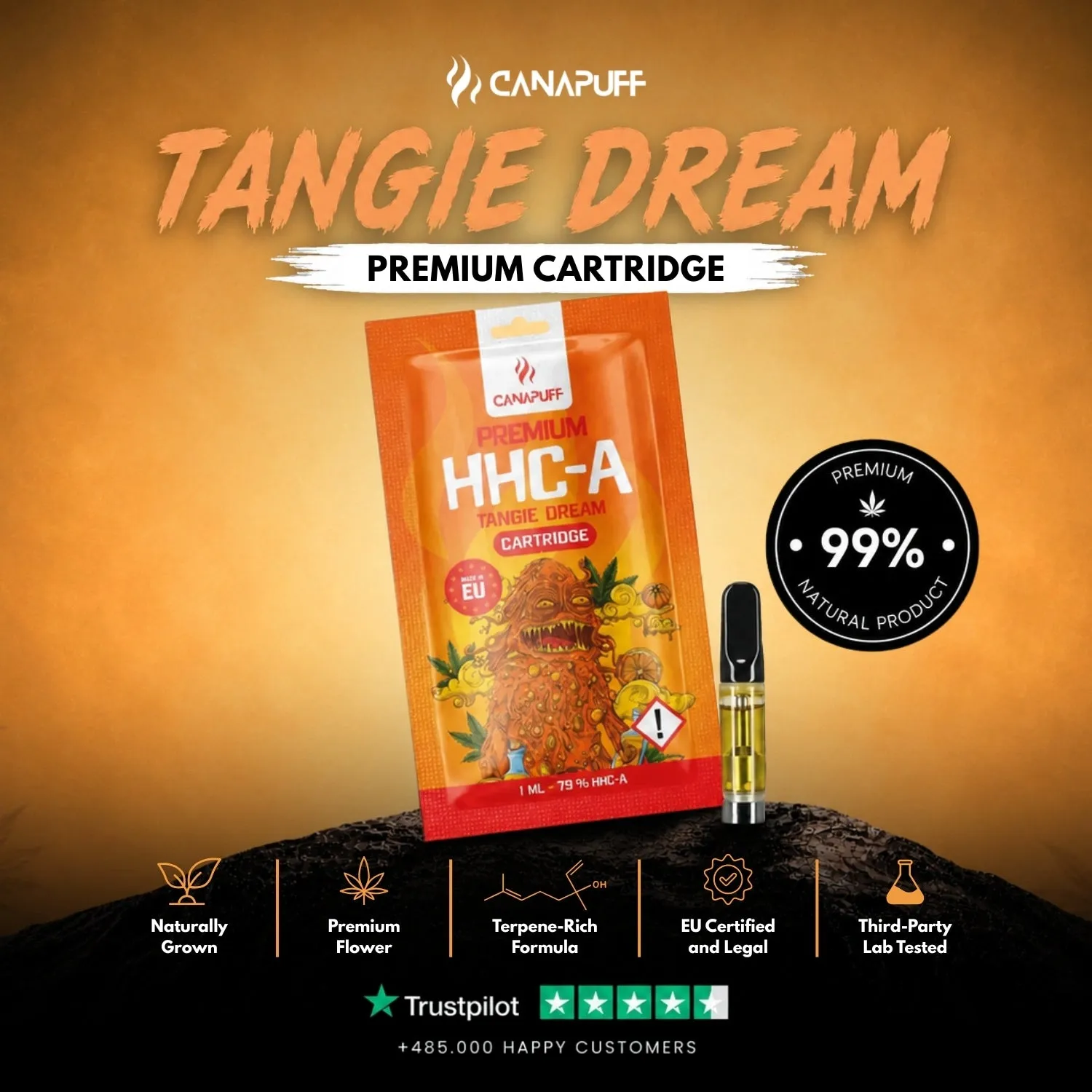 Canapuff HHC-A Tangie Dream 79% vapepatron appelsin