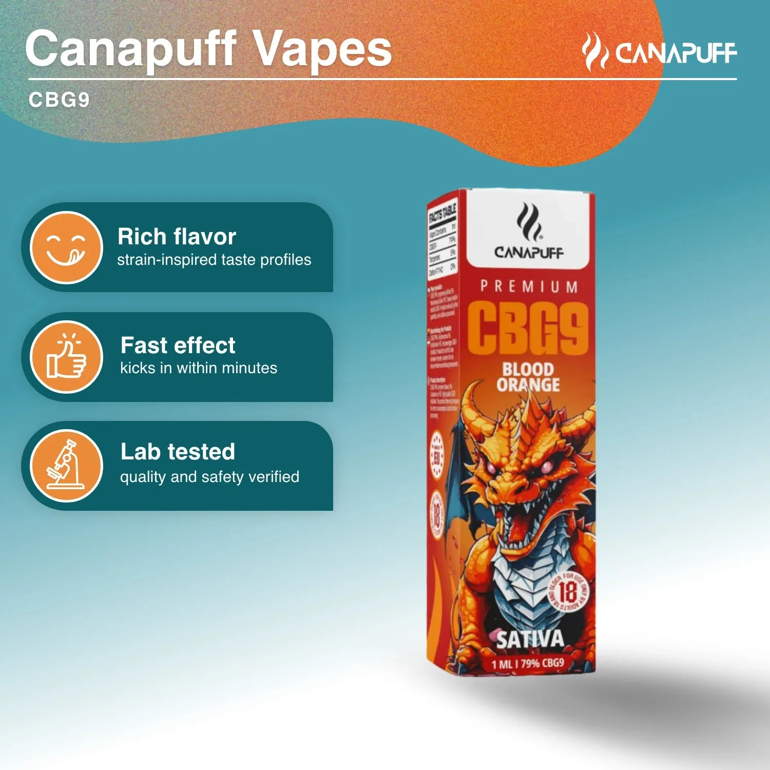 Canapuff CBG9 Blood Orange vape 1 ml 79%