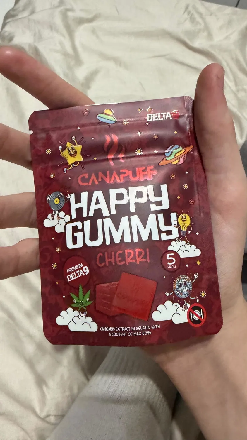 Canapuff Happy Gummy Cherri vingummi 1 stk kirsebær