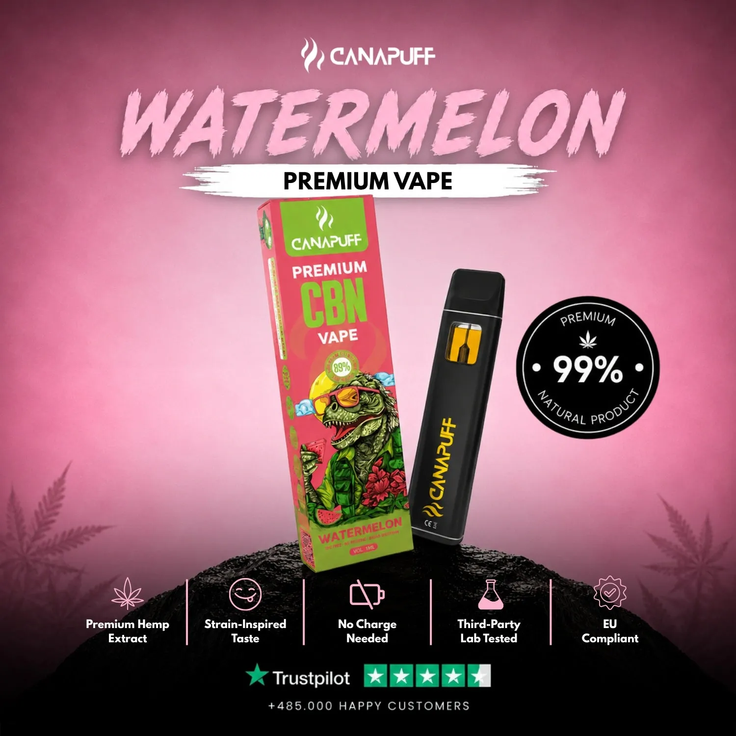 Canapuff CBN Vannmelon vape 1 ml 89%