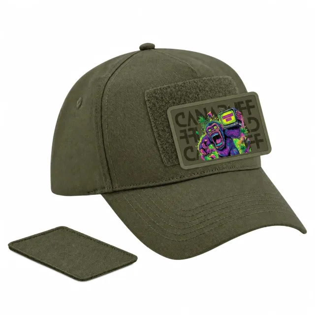 Canapuff Panic Monkey caps grønn snapback bomull
