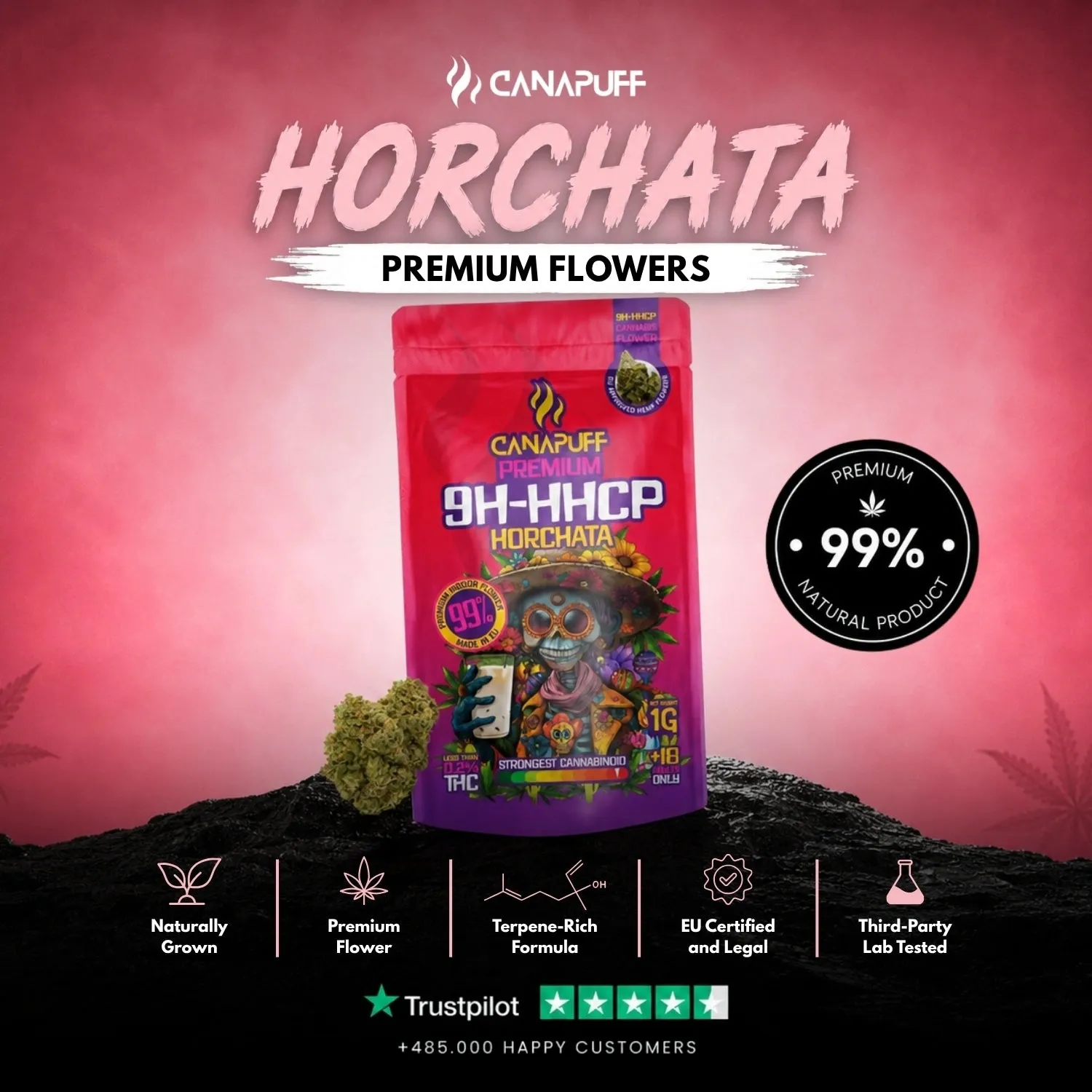 CanaPuff Horchata 9H-HHCP topskudd 1 g kremet søt