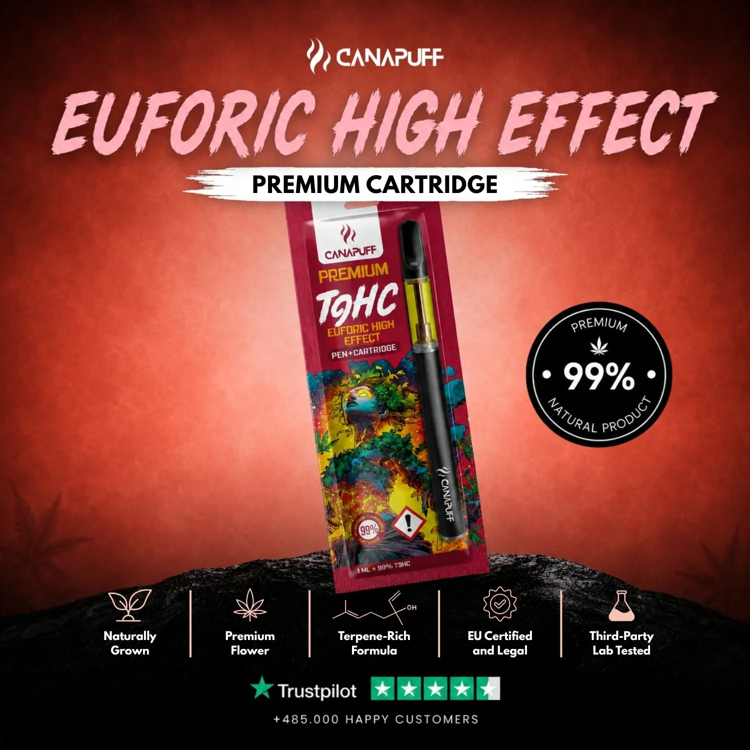 Canapuff T9HC vapepenn Euforic 99% patron